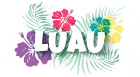 Luau sign with flowers