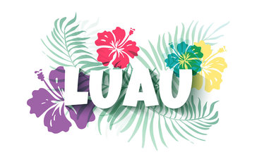 Luau sign with flowers