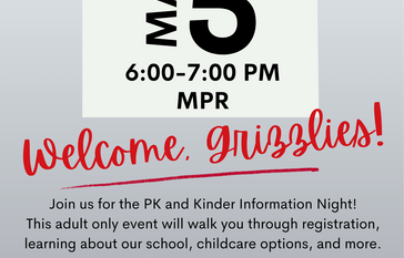 March 5, 6:00-7:00 PM MPR PK and Kinder information night. Registration, learning about our school, childcare options, and more. Adults only. 
