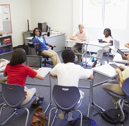 council meeting in classroom