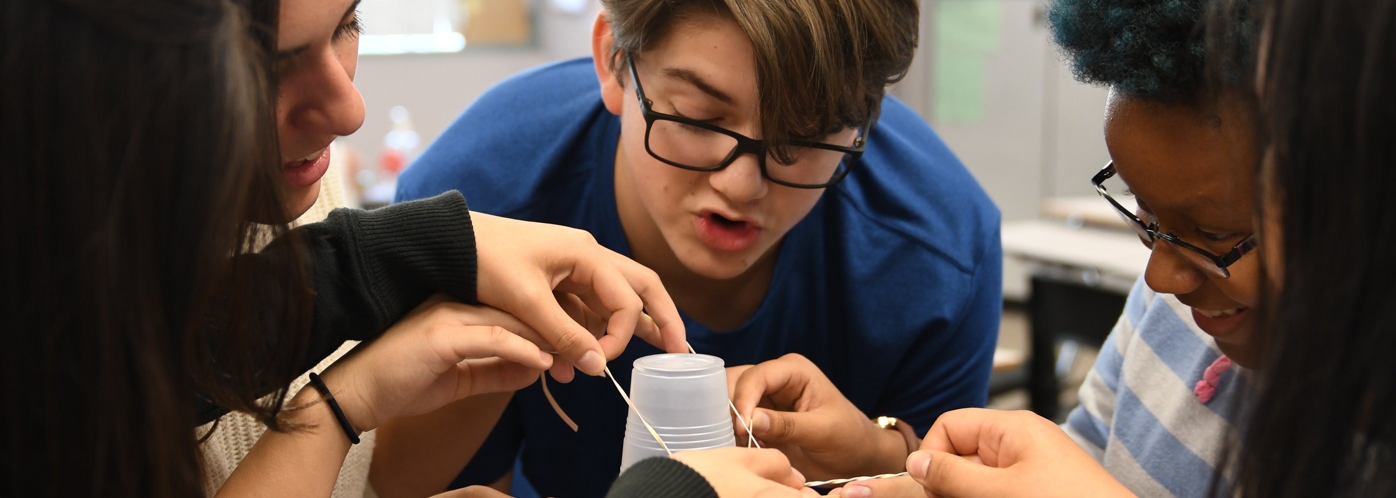 students in science class
