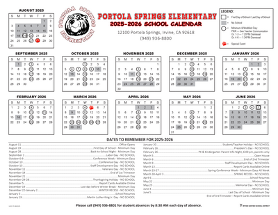 Portola Springs Calendar