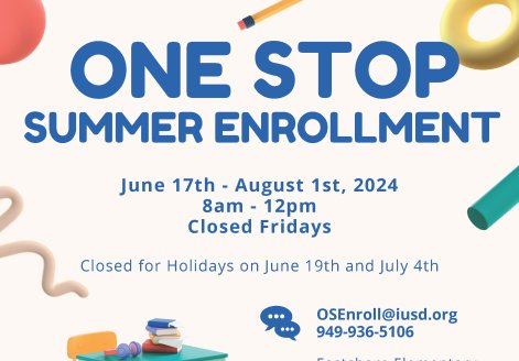 One Stop Summer Enrollment Flyer